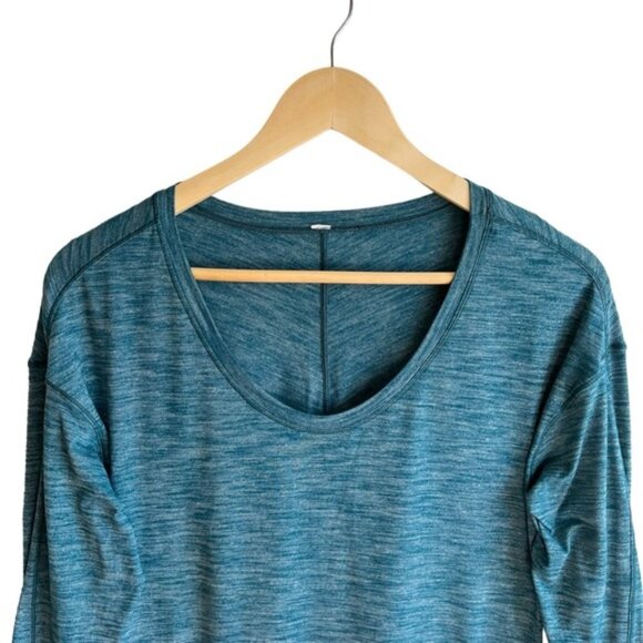 Lululemon Meant To Move Long Sleeve Size 4 Heathered Dark Uniform Blue Teal - Picture 4 of 11